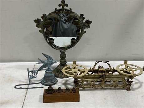 LOT OF CAST IRON ANTIQUES (TALLEST IS 17”)