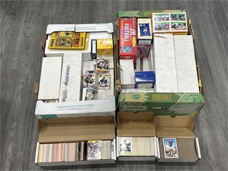 2 BOXES FULL OF ASSORTED SPORTS CARDS - 1990’S TO 2000’S