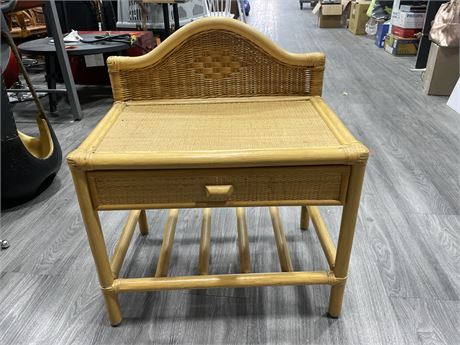 SMALL BAMBOO WICKER TABLE WITH DRAWER 22”x14”x26”