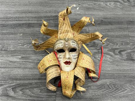 SIGNED / STAMPED VENETIAN MASK - HAND CRAFTED IN ITALY - 19” LONG