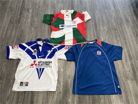 3 MISC RUGBY JERSEYS - SIZE L / XL