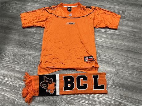 BC LIONS JERSEY SIZE M & SCARF