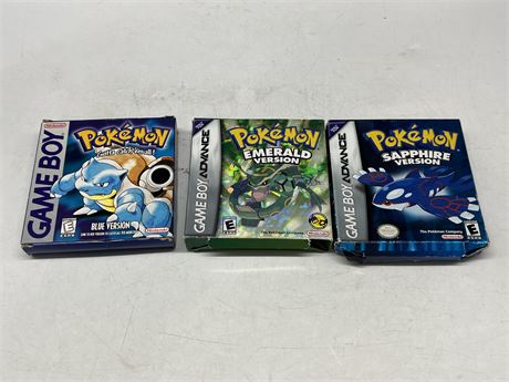 3 POKÉMON GAMEBOY BOXES ONLY - NO GAMES OR MANUALS