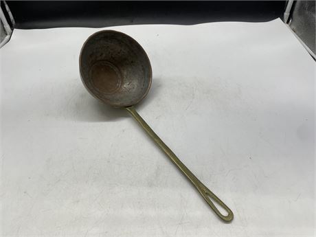 EARLY COPPER BRASS LARGE LADLE