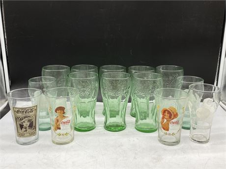14 VINTAGE COCA COLA COLLECTABLE GLASSES (7.5”)