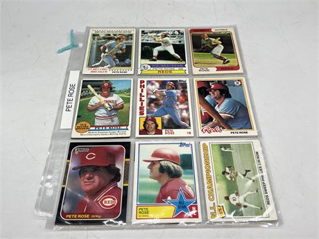 SHEETS OF PETE ROSE BASEBALL CARDS
