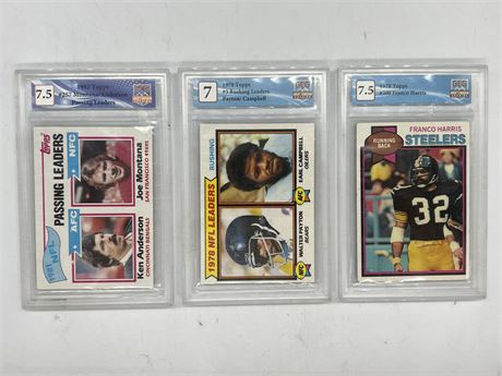 3 NFL GRADED CARDS - HALL OF FAME PLAYERS
