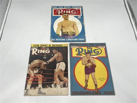 3 VINTAGE BOXING MAGAZINES - 2 FROM THE 1940’s & 1 FROM THE 60’s
