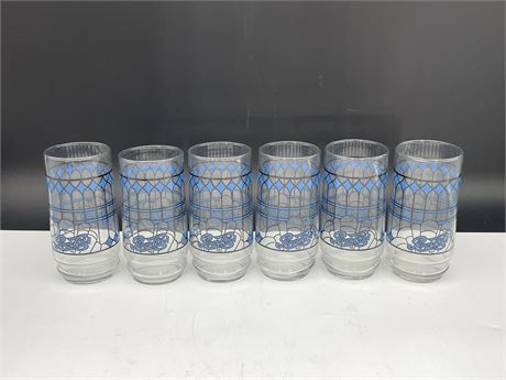 6 VINTAGE PEPSI GLASSES