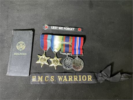 UNAUTHENTICATED CANADIAN WAR MEDALS  / RIBBONS / SERVICE,REGISTRATION LOG BOOK