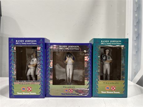3 COLLECTABLE RANDY JOHNSON CY YOUNG FIGURES