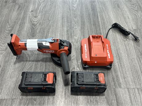 HILTI AG 6D-22 CORDLESS ANGLE GRINDER WORKING W/ 2 BATTERIES & CHARGER