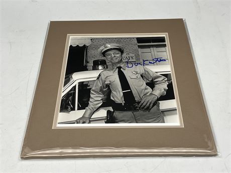 DON KNOTTS (Barney Fife) SIGNED PHOTO MATTED TO 11x14” W/COA
