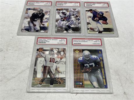 5 GRADED PSA NFL CARDS (2000)
