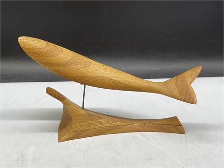 NATIVE ALASKAN FISH CARVING ON STAND (11”x6”)