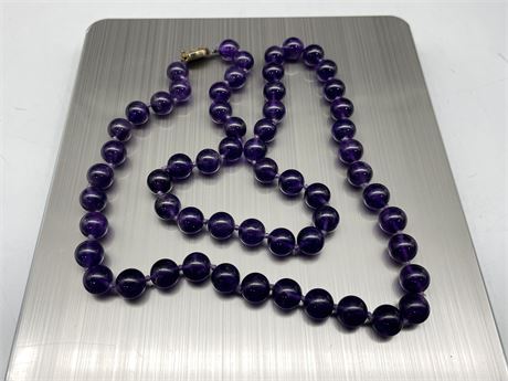 ANTIQUE SILVER CLASP AMETHYST BEADED NECKLACE