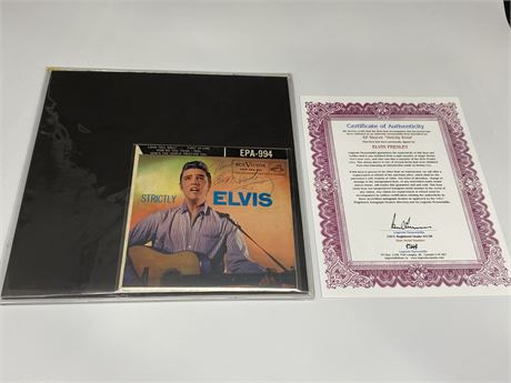 ELVIS SIGNED 45RPM PICTURE SLEEVE (no disc) W/COA