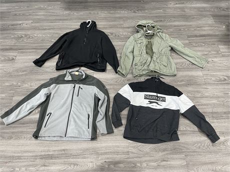 LOT OF 4 MISC JACKETS & SWEATERS