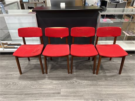 4 MCM TEAK CHAIRS BY RS ASSOCIATES - NEEDS REUPHOLSTER WORK