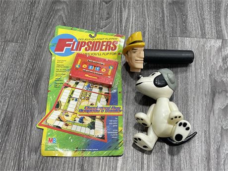 1980’s FLIPSIDERS CHECKERED FLAG GAME, 75’ DICK TRACEY FLASHLIGHT +