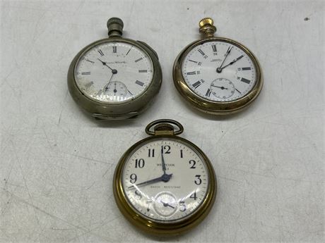 3 POCKET WATCHES - AS IS