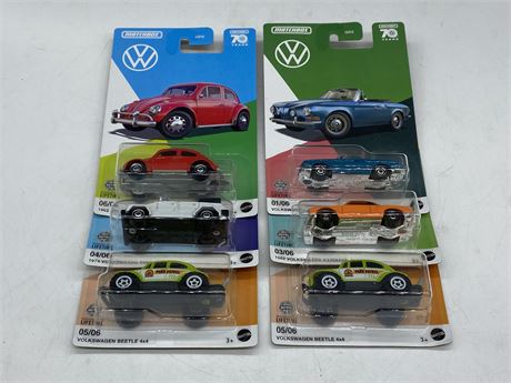 VHTF MATCHBOX NEW RELEASE VOLKSWAGON THEMED DIE CAST CARS - 70YR ISSUE