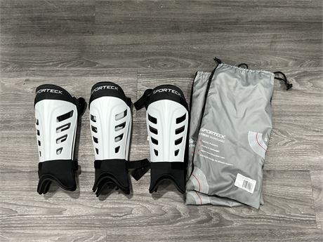 3 NEW PAIRS OF SPORTECK SHIN GUARDS - SIZE SMALL