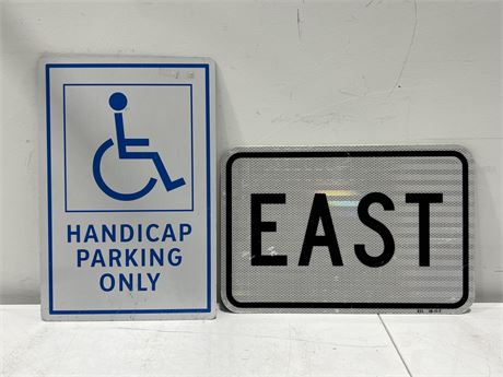 EAST & HANDICAP METAL SIGN (18”x12”)