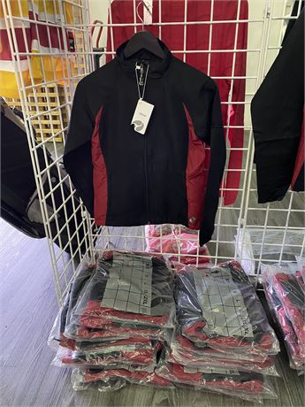 QTY 17 - BLACK AND RED ATHLETIC JACKETS (Extra Small)