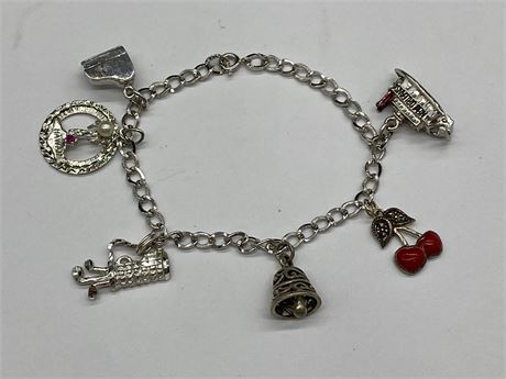 STERLING SILVER CHARM BRACELET (6”)