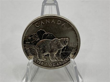 1 OZ 999 FINE SILVER CANADIAN BEAR COIN