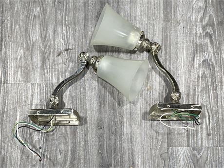 PAIR OF QUALITY CHROMED METAL WALL LIGHTS
