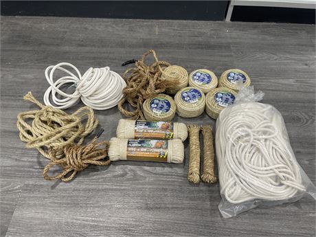 ASSORTED COLLECTION OF ROPE - MANY NEW ROLLS