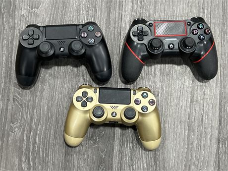 3 PS4 CONTROLLERS - UNTESTED - 1 IS AFTERMARKET