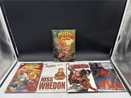 5 ASSORTED MARVEL HARD COVERS