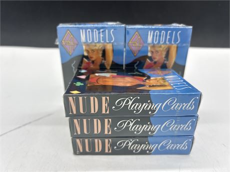 LOT OF 5 “MODELS” ADULT PLAYING CARDS - SEALED