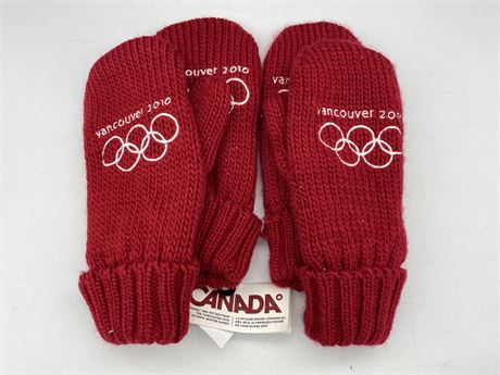 2 PAIRS OF 2010 OLYMPIC MITTENS - NEW