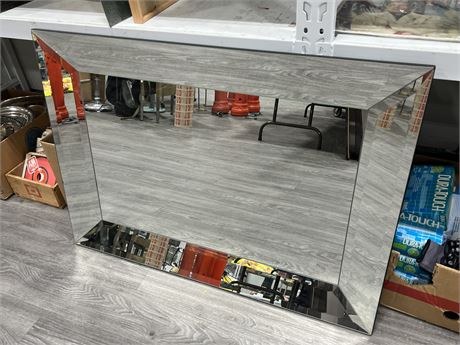 LARGE HEAVY BEVELLED GLASS MIRROR (42”x30”)