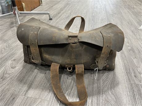 TURN OF THE CENTURY LOCKABLE WORKMAN'S LEATHER TOOL BAG