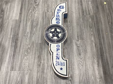 DOUBLE SIDED GARAGE TIN SIGN (40” long)