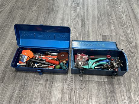 2 VINTAGE TOOL BOXES W/ CONTENTS