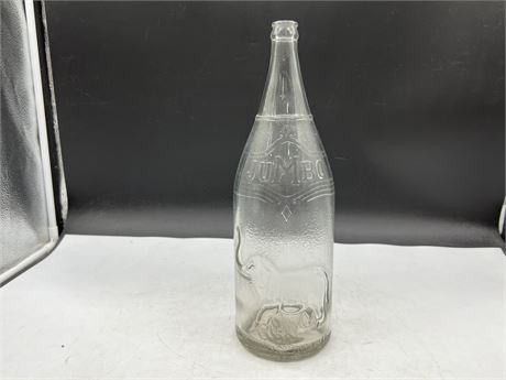 LARGE VINTAGE JUMBO BEVERAGE GLASS BOTTLE (14” tall)