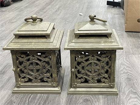 2 HEAVY CAST IRON CANDLE HOLDERS