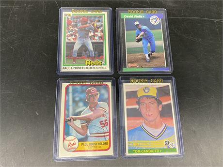 (4) 1980s MLB ROOKIE CARDS