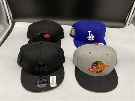 4 SNAP BACK / FITTED HATS - NEW