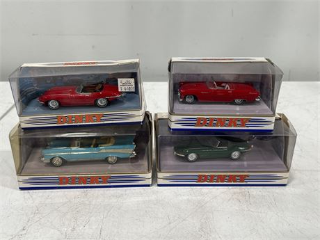 (4) 1988 DIECAST DINKY CARS IN BOX