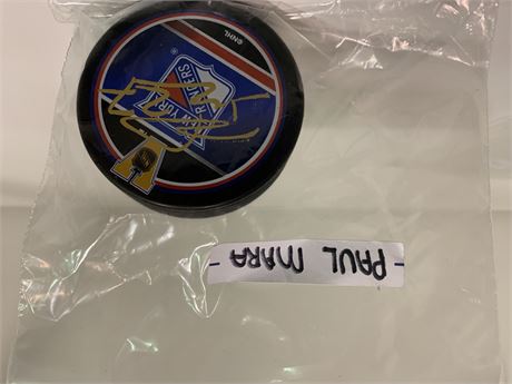 PAUL MARA NEW YOUR RANGERS SIGNED PUCK