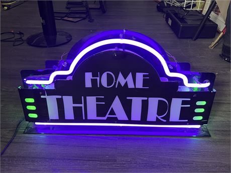 HOME THEATRE NEON LIGHT UP SIGN - WORKS (28”x15”)