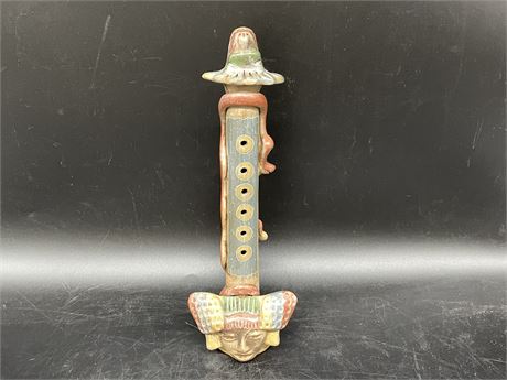 ORNATE MEXICAN CLAY CERAMIC FLUTE (12” LONG)