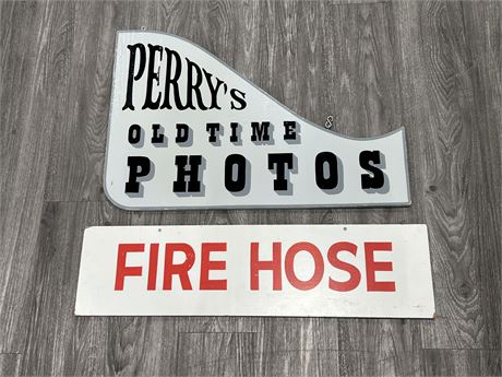2 WOOD HANGING SIGNS (32” wide)